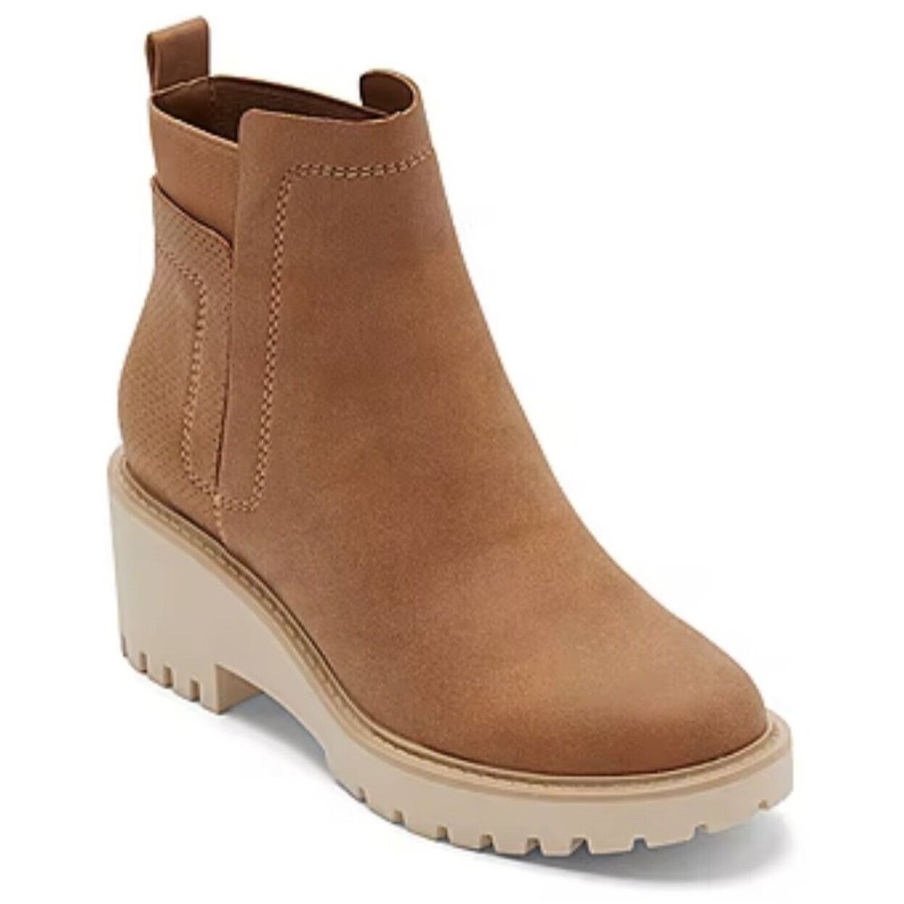 a.n.a Womens Decoy Wedge Heel Booties Cognac Brown Size 11 NEW In Box!